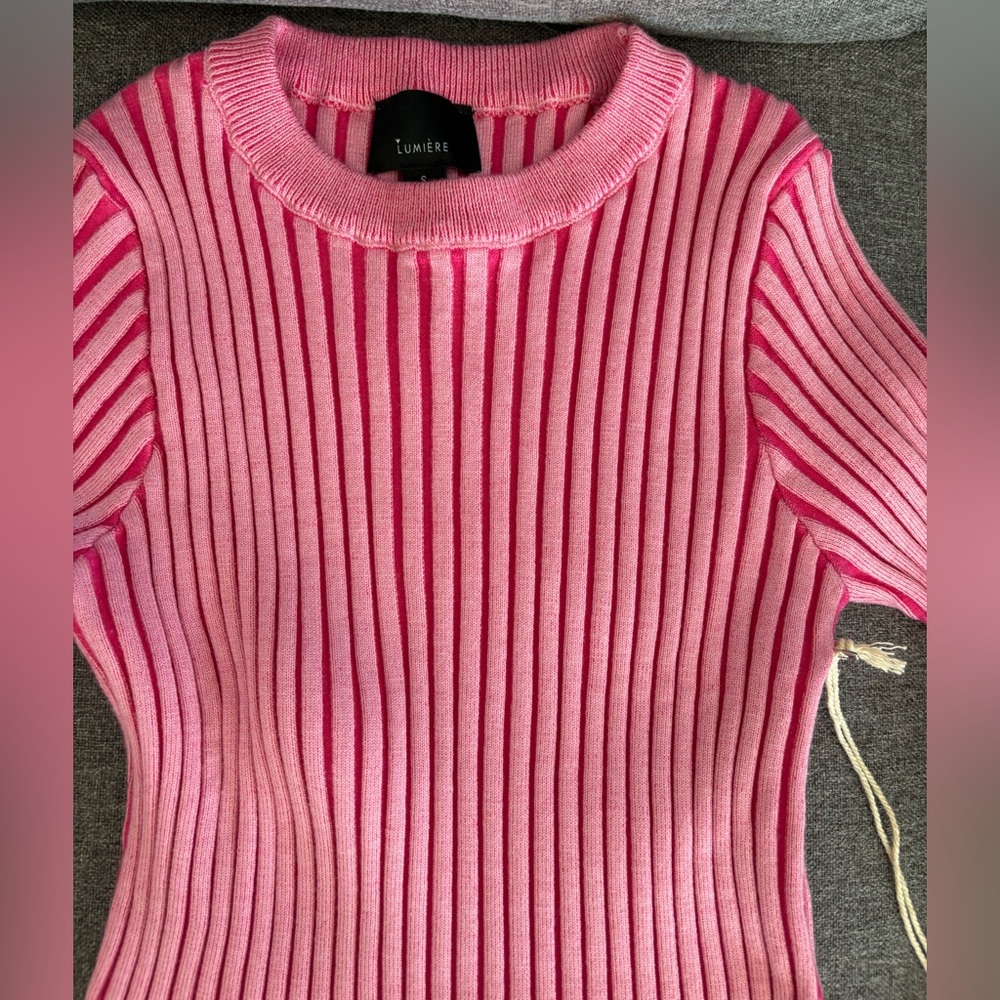 NWT Lumiere Pink Ribbed Sweater - Size Small - High Quality